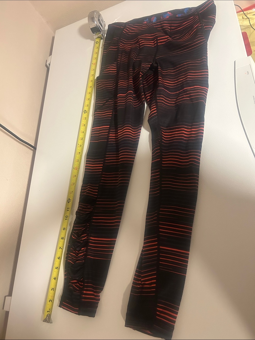 lululemon athletica Black Leggings with Red Stripe Design